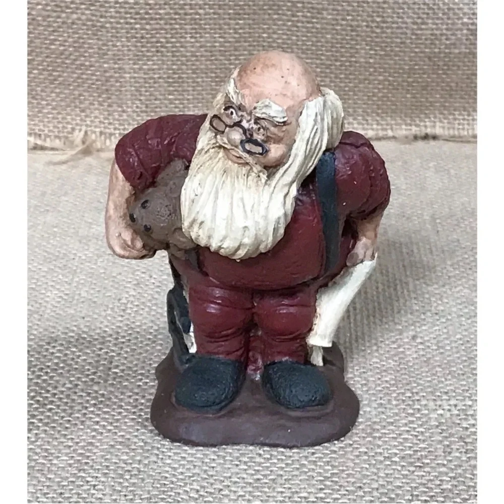 Santa Claus On Books Resin Figurine Rustic Christmas Farmhouse Cottage Core